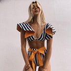 bikini Split Bikini Swimsuit Women Ruffled High Waist with Straps Bella Mia