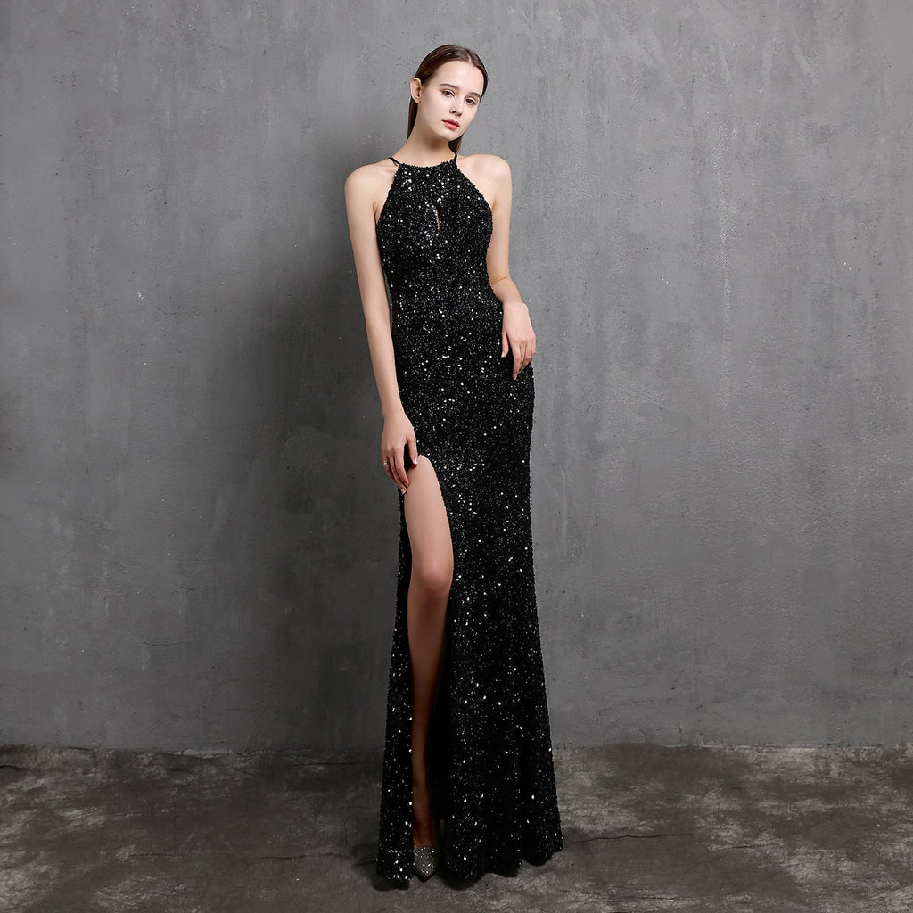 Heavy Craft Colorful Sequin Socialite Gathering Party Evening Dress Sexy Long Slimming Toast Dress Bride Formal Gown Bella Mia