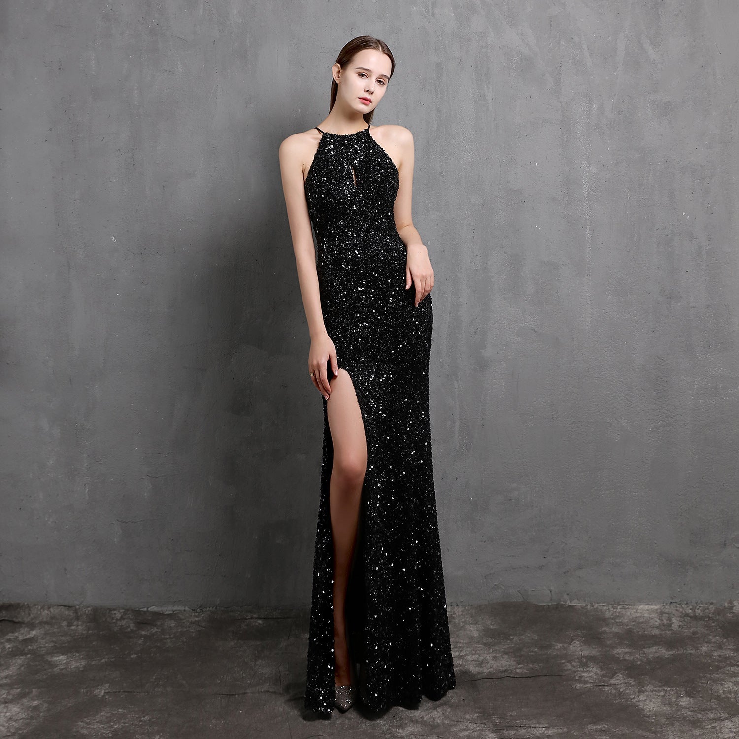Heavy Craft Colorful Sequin Socialite Gathering Party Evening Dress Sexy Long Slimming Toast Dress Bride Formal Gown Bella Mia