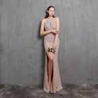 Heavy Craft Colorful Sequin Socialite Gathering Party Evening Dress Sexy Long Slimming Toast Dress Bride Formal Gown Bella Mia