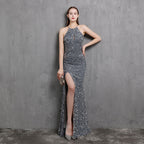 Heavy Craft Colorful Sequin Socialite Gathering Party Evening Dress Sexy Long Slimming Toast Dress Bride Formal Gown Bella Mia