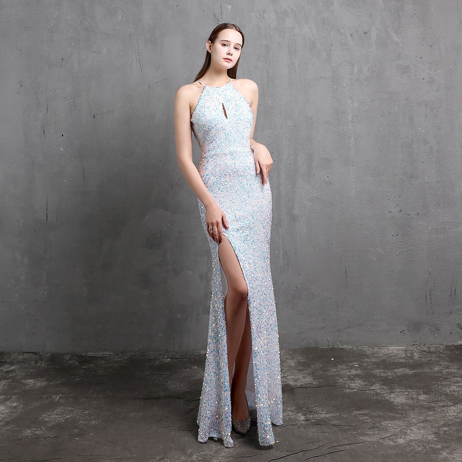 Heavy Craft Colorful Sequin Socialite Gathering Party Evening Dress Sexy Long Slimming Toast Dress Bride Formal Gown Bella Mia
