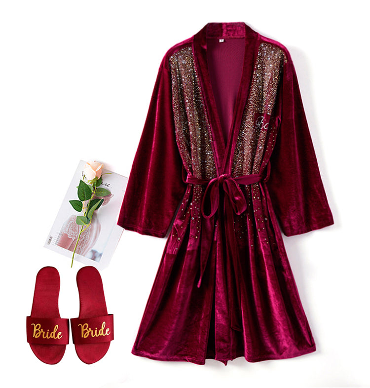 Luxurious Rhinestone Satin Custom Bridal and Bridesmaid Robe – Sparkling Elegance for Weddings SelenaHuanStudio