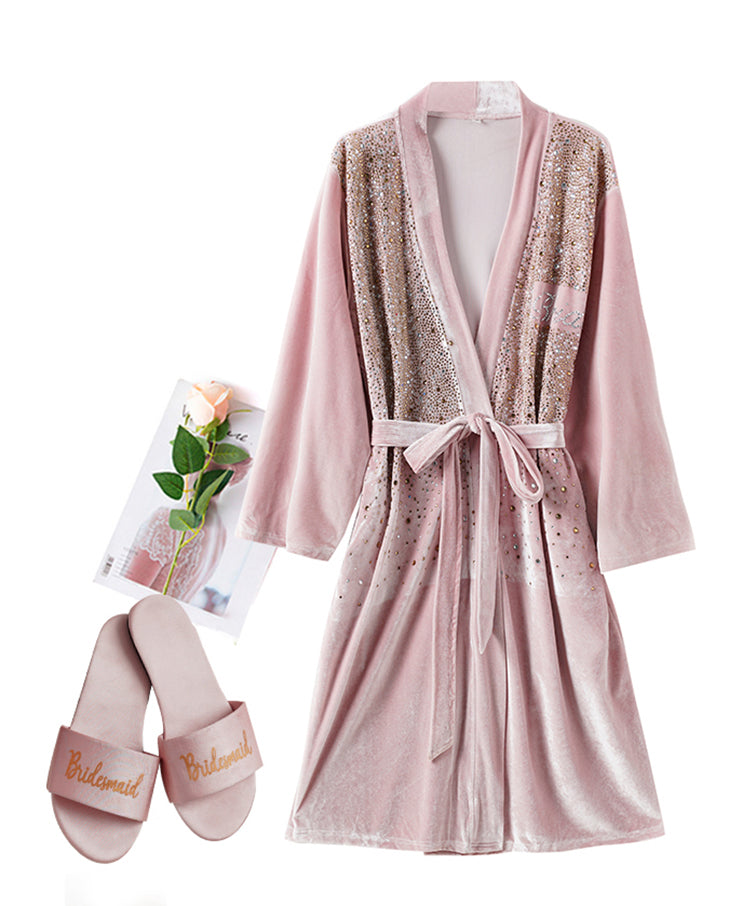 Luxurious Rhinestone Satin Custom Bridal and Bridesmaid Robe – Sparkling Elegance for Weddings SelenaHuanStudio