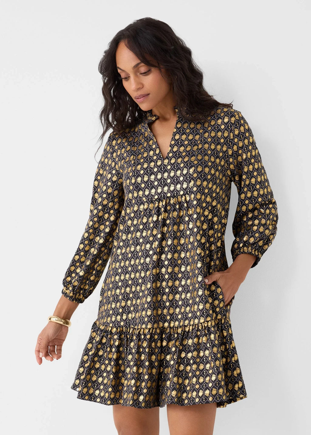 Black Metallic Relaxed Dress