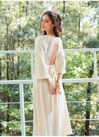 Elegant Lace Keyhole Open Back Soft Satin Robe with Slit - 4 Colors SelenaHuanStudio