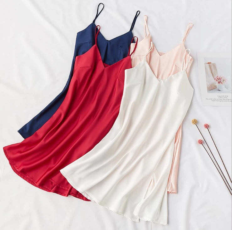Silky Elegant Night Dress Slips Multicolors - Short SelenaHuanStudio