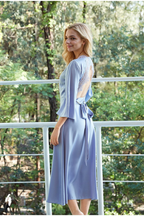 Elegant Lace Keyhole Open Back Soft Satin Robe with Slit - 4 Colors SelenaHuanStudio