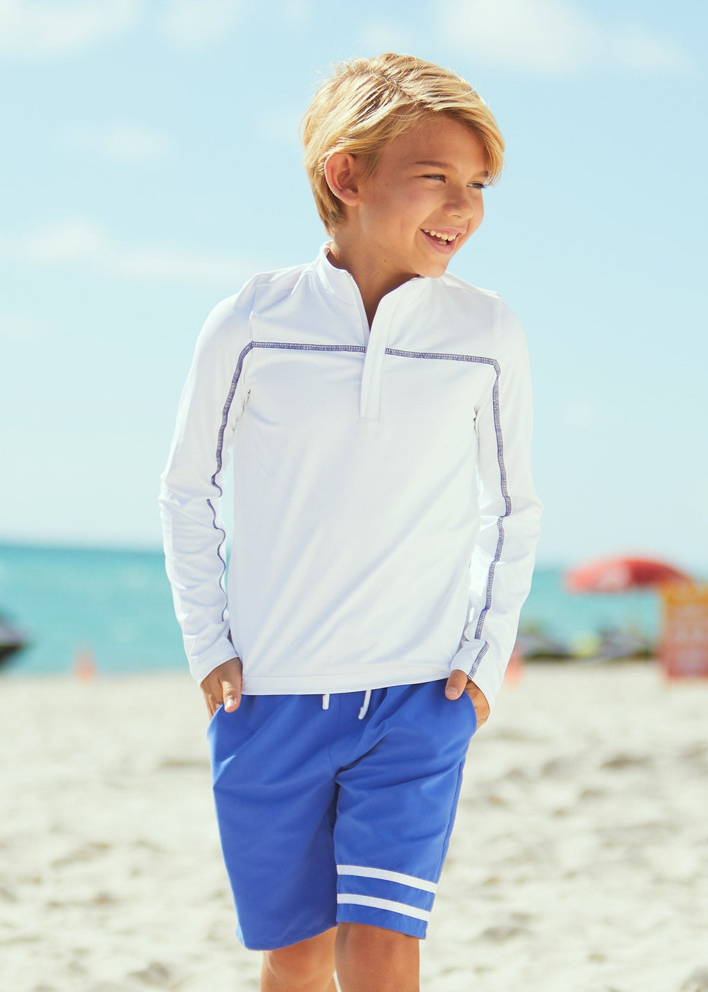 Boys White Zip Rashguard Cabana Life