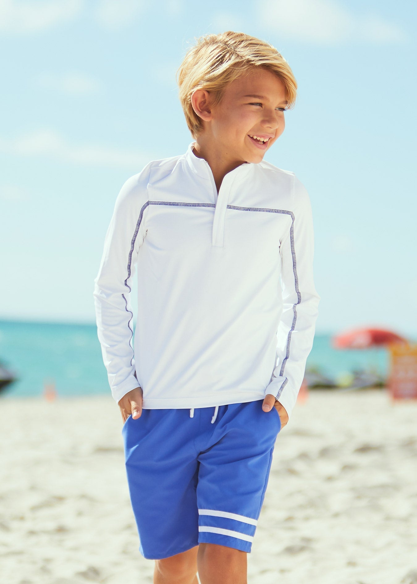 Boys White Zip Rashguard Cabana Life