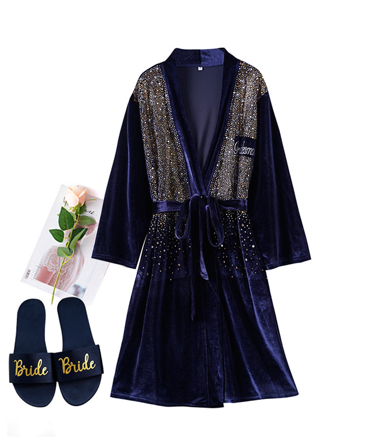 Luxurious Rhinestone Satin Custom Bridal and Bridesmaid Robe – Sparkling Elegance for Weddings SelenaHuanStudio