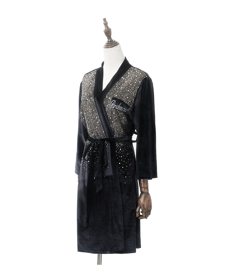 Luxurious Rhinestone Satin Custom Bridal and Bridesmaid Robe – Sparkling Elegance for Weddings