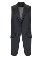 Broadway Liza Longline Virgin Wool Waistcoat in Deep Black ETNA