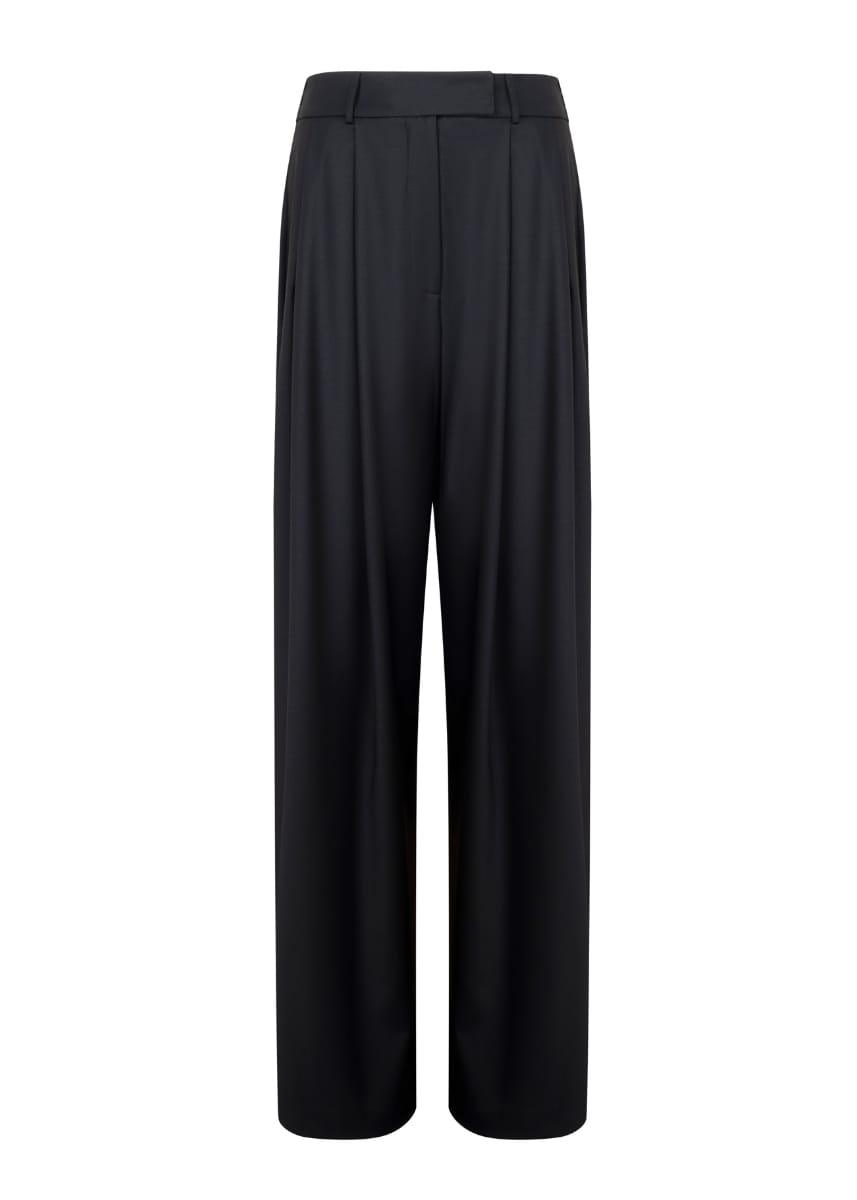 Broadway Liza Wide-Leg Virgin Wool Pants in Deep Black