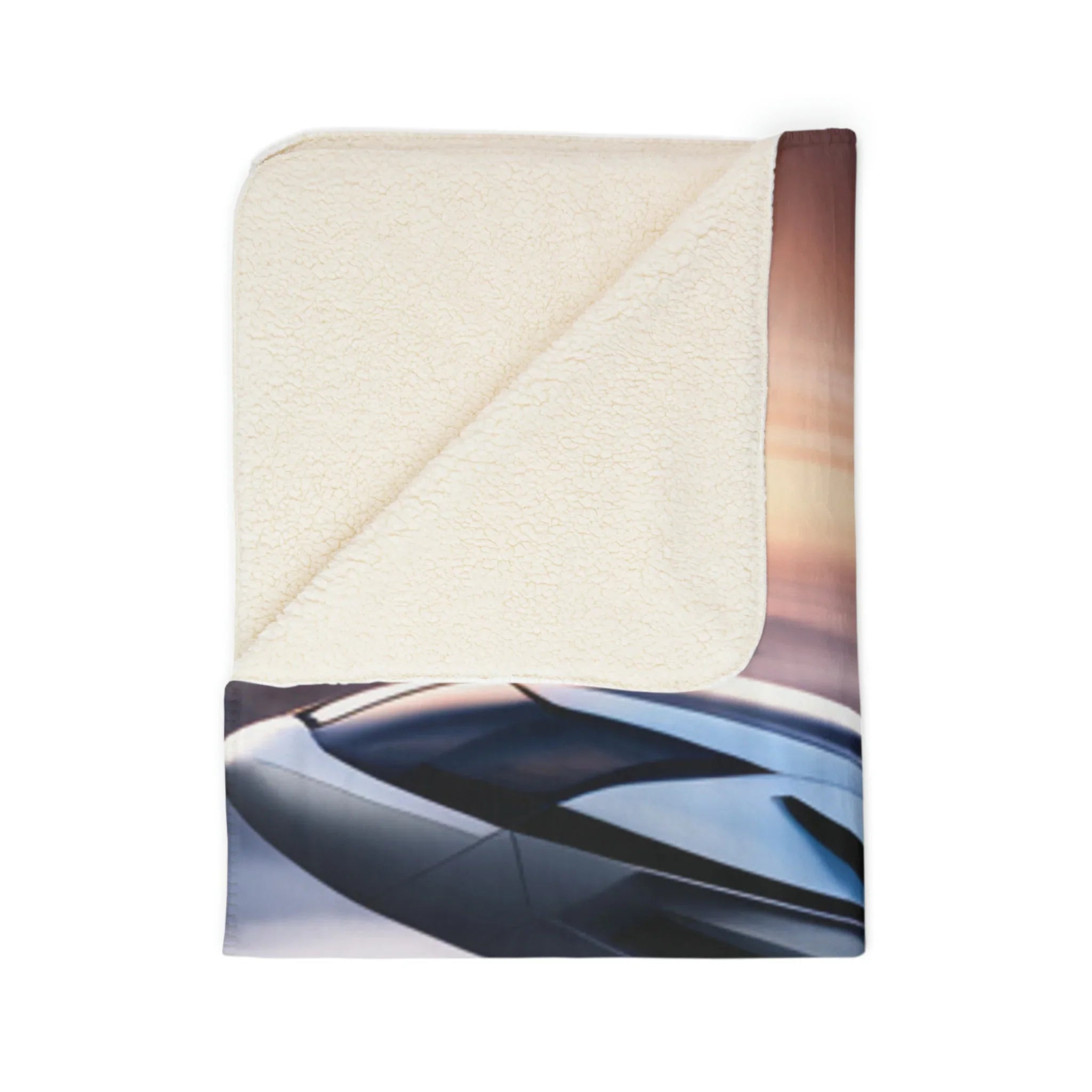 Futuristic Space Car Fleece Sherpa Blanket - Kids Edition Printify