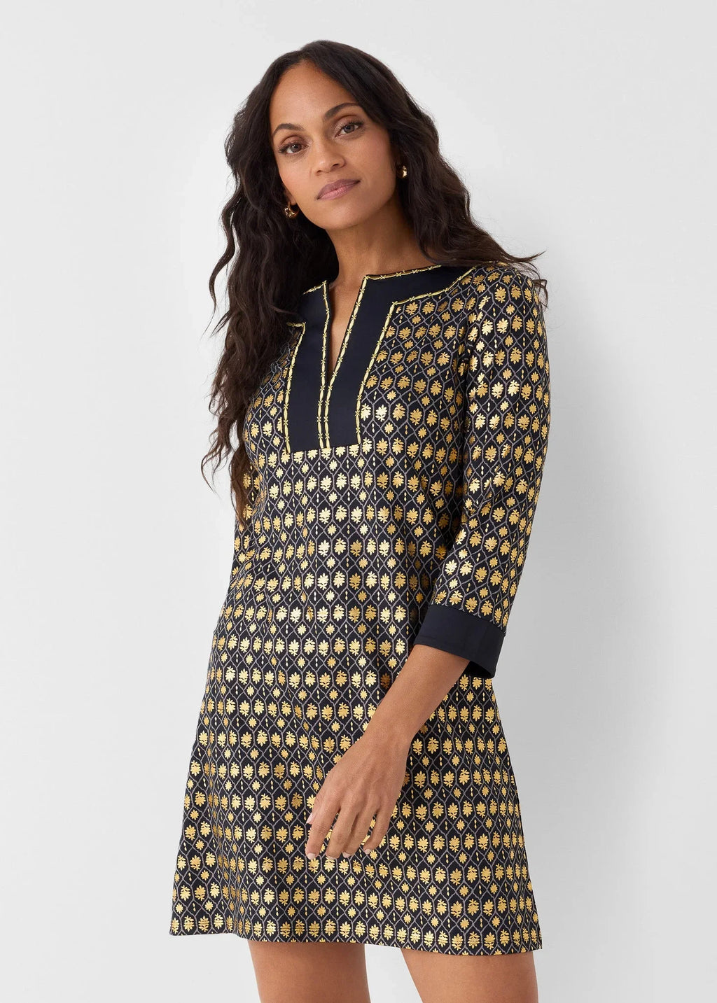 Black Metallic Tunic Dress