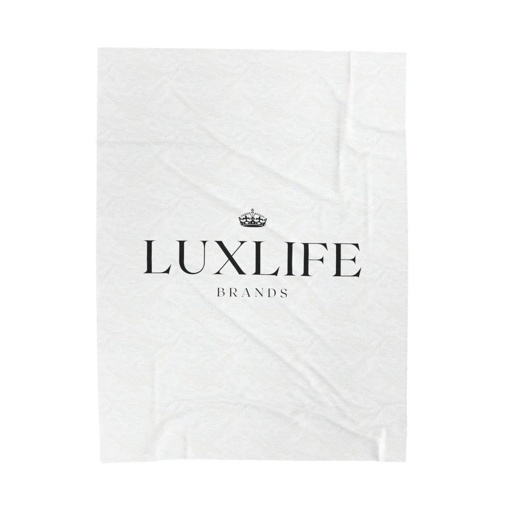 Luxlife Brands White Velveteen Plush Blanket Printify