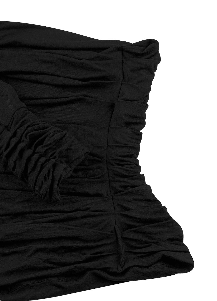 LavaNera One Shoulder Black Jersey Viscose Blouse ETNA