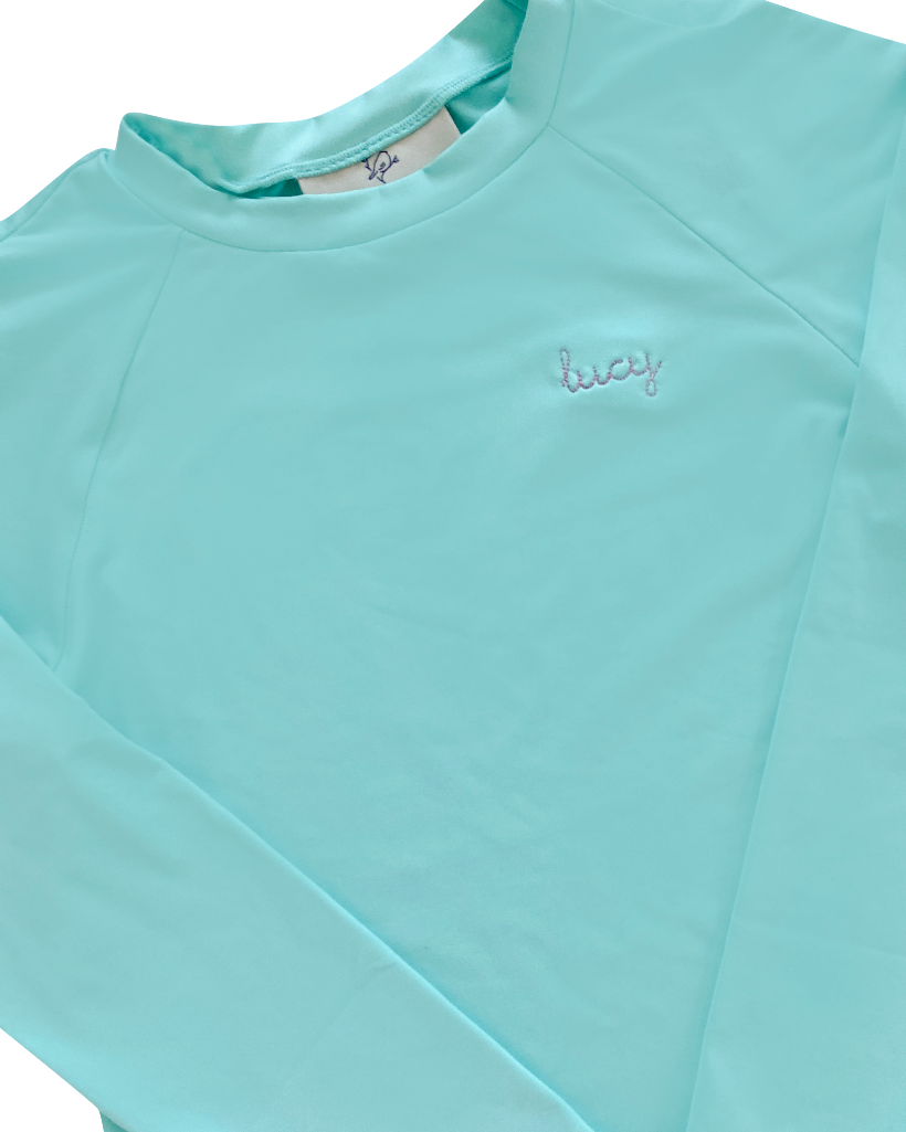 Rash Guard Long Sleeve in Mint Green- FINAL SALE Smockingbird