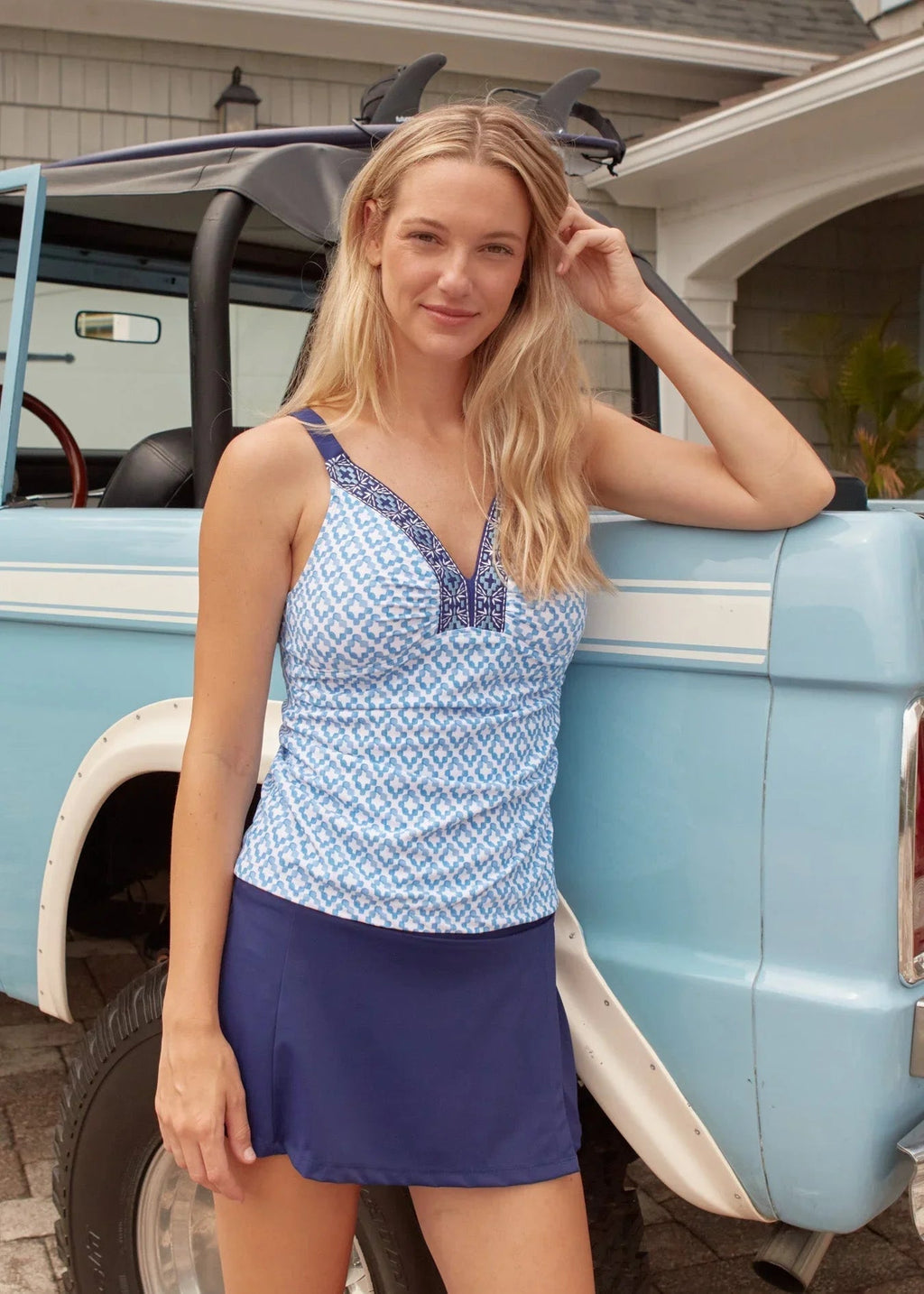 Seaside Embroidered Tankini Top Cabana Life