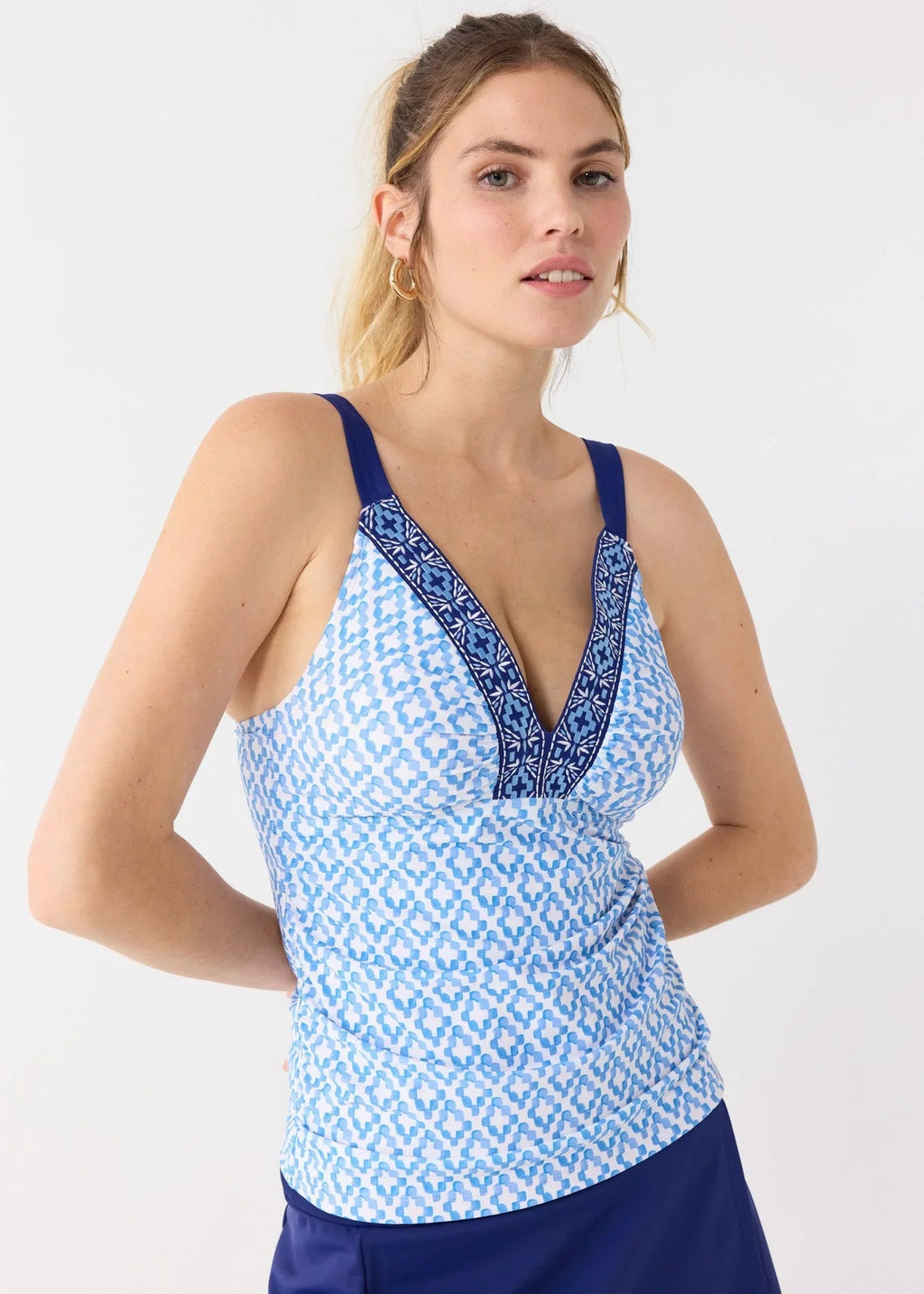 Seaside Embroidered Tankini Top Cabana Life