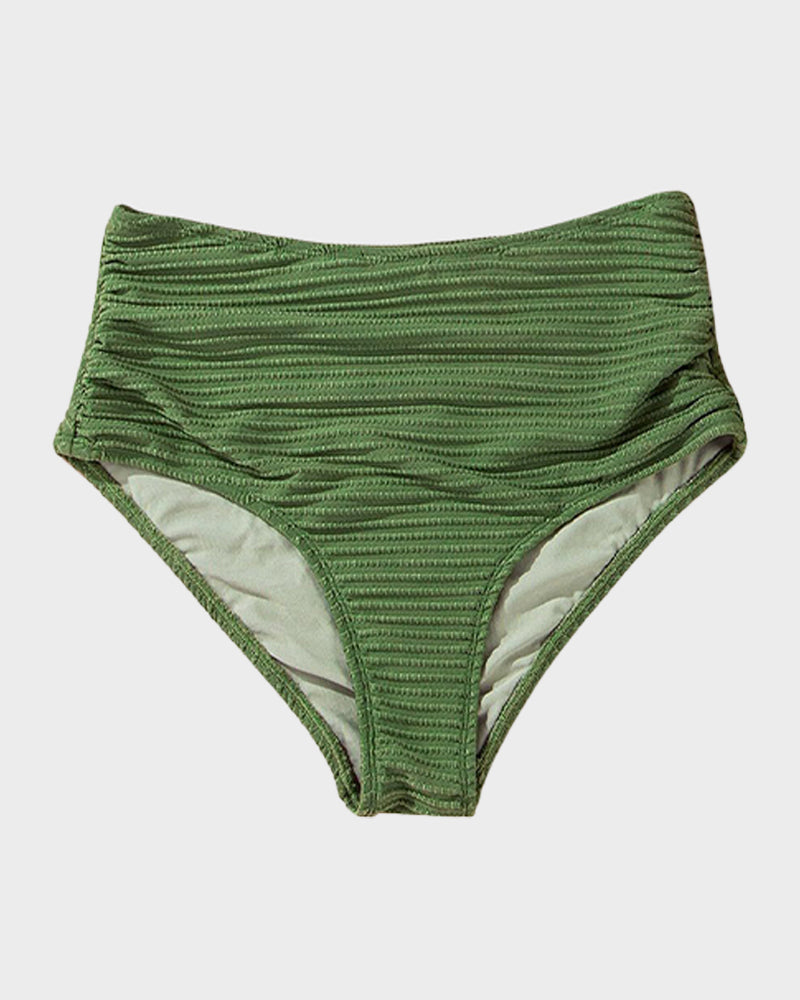 Textured Knot-Front High-Waisted Bikini Set SheCurve