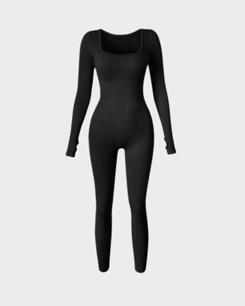Long Sleeve Square Neck Full Body Shaper Jumpsuit SheCurve