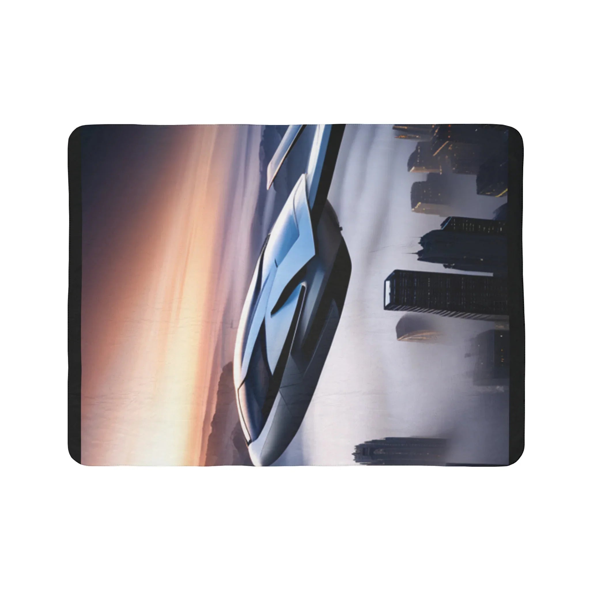 Futuristic Space Car Fleece Sherpa Blanket - Kids Edition Printify