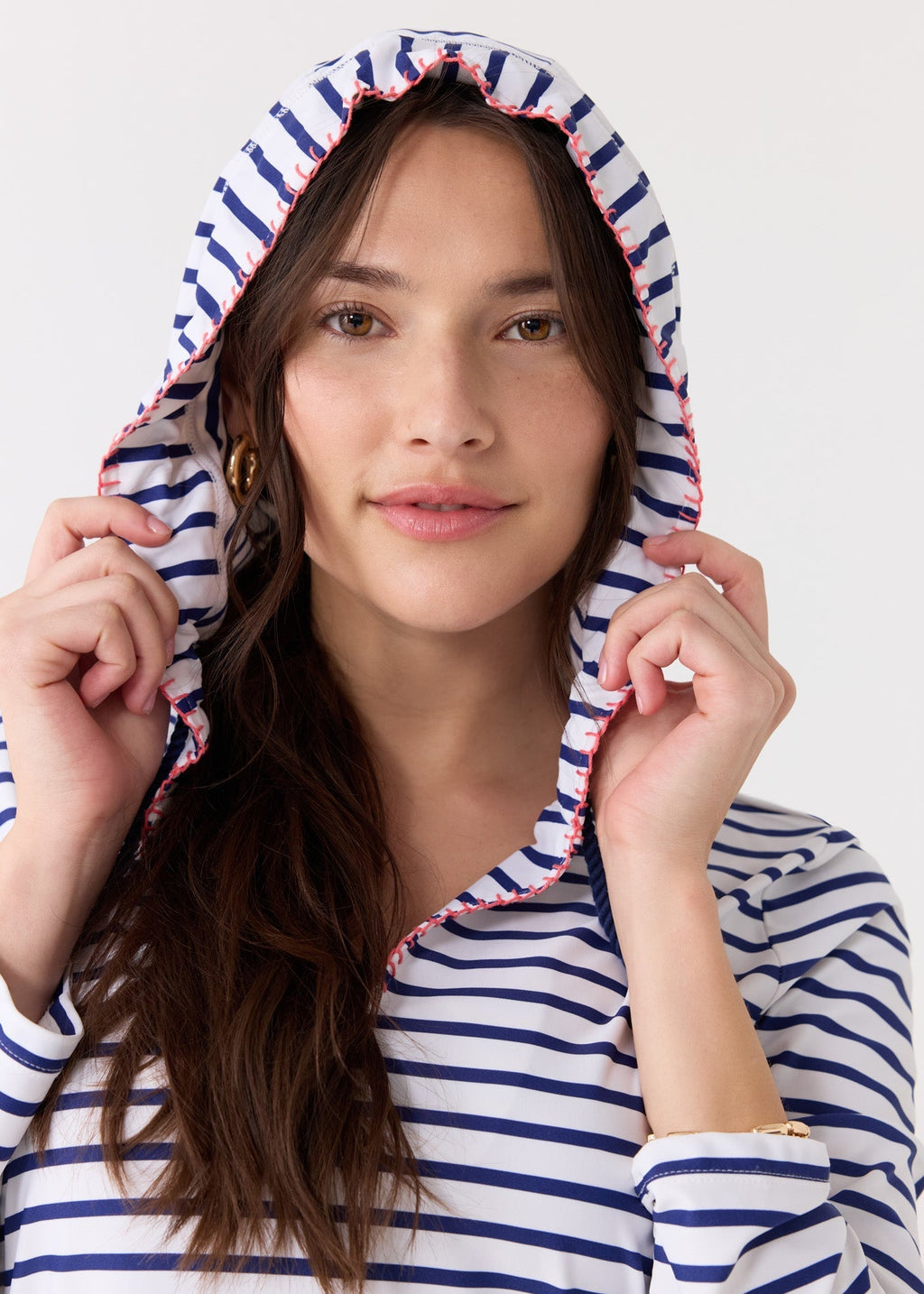 Navy Stripe Hooded Cover Up Cabana Life