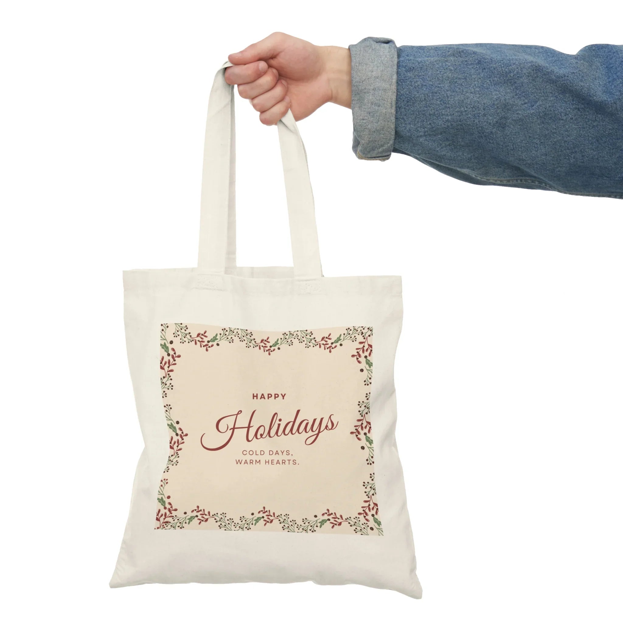 Happy Holidays Natural Tote Bag Printify