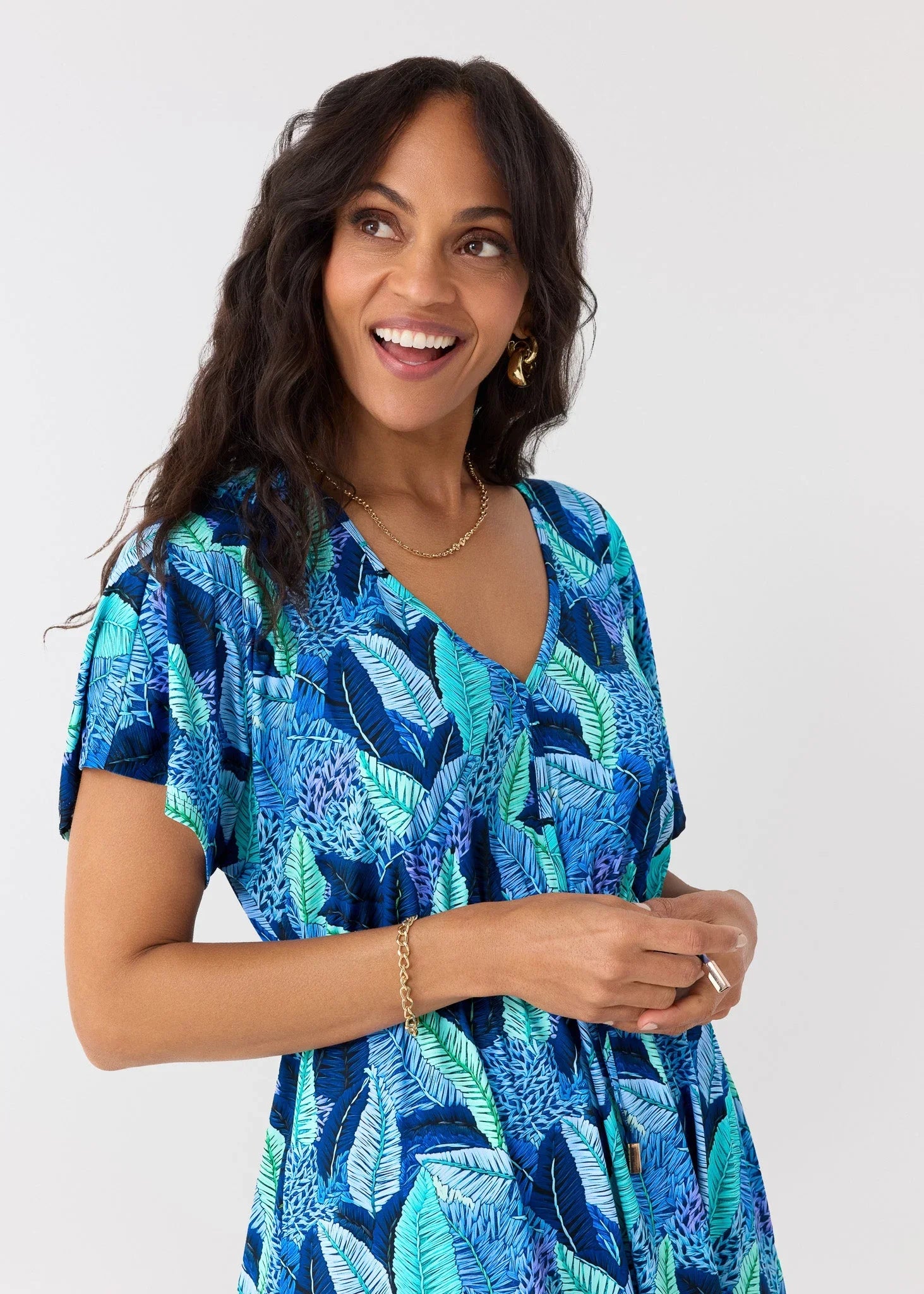 Blue Myers Tie Waist Midi Dress