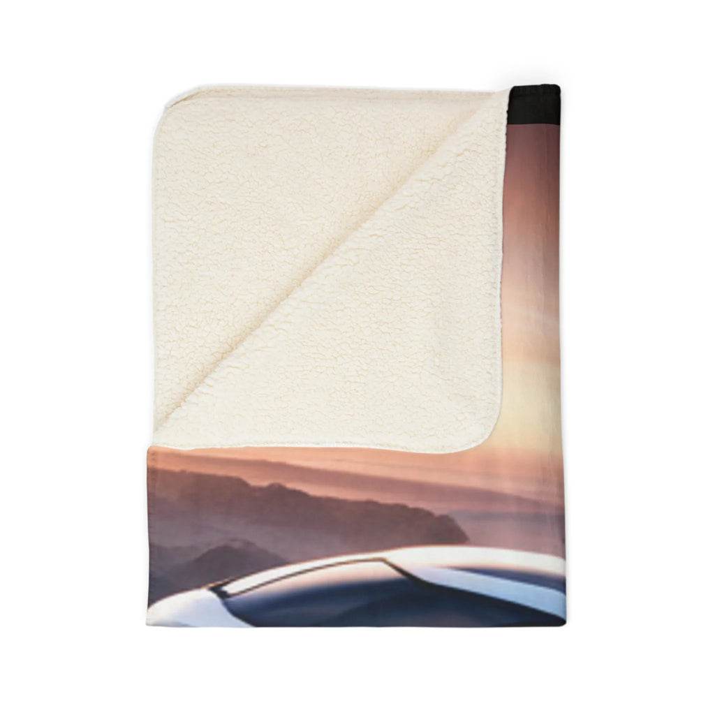 Futuristic Space Car Fleece Sherpa Blanket - Kids Edition Printify