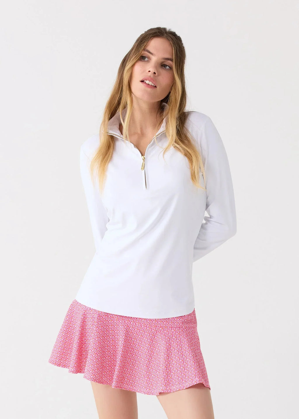 White 1/4 Zip Sport Top