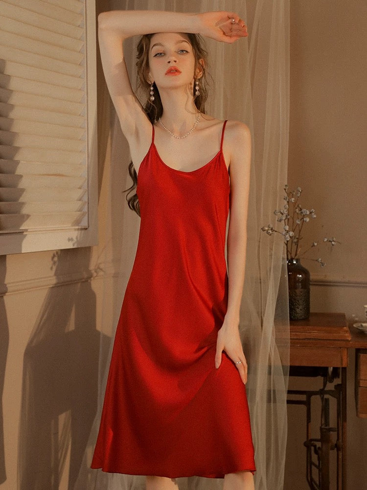 Silky Elegant Night Dress Slips Multicolors - Knee Lengh SelenaHuanStudio