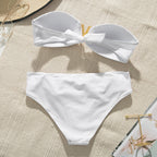 White Push Up Woman Swimsuit Summer Beach Sexy Bikini Set Solid Swimming Suit For Women Swimwear Bandeau Bathing Suit Bella Mia