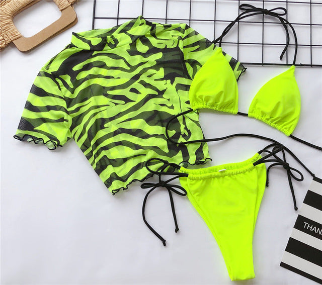 In-x Piece Swimsuit Women Neon Green Bikini Sexy Push Up Swimwear Women String Micro Bikini Set High Cut Bathing Suit Bella Mia