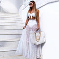 Polka dot Beach-ups High waist long skirts Sexy see through summer women swimsuit bikini cover up Elegant Beach skirt