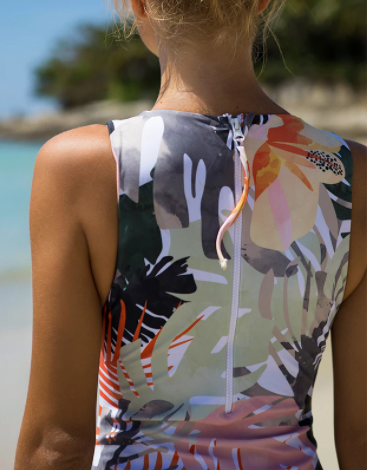 Vintage zipper women swimsuit Plant print one-piece suit High cut swimwear women Beach wear Bathing suit Monokini Bella Mia