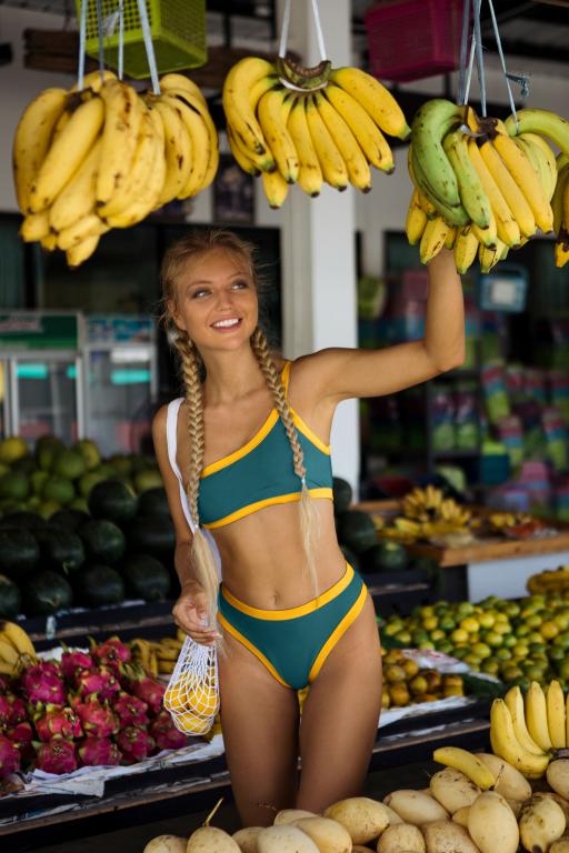 Ribbed bikinis Mujer High waist bikini Bandeau Swimsuit women Patchwork Swimwear Women One shoulder Bathing Suit Bella Mia