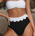 Bandeau push up swimsuit Sexy patchwork bikini High waist swimwear women Vintage backless bathing suit Ruffle beachwear