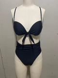 Sexy black bandeau swimsuit women swimming suit Push up bikini High cut swimwear Solid beach wear Retro bathing suit Bella Mia