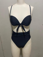 Sexy black bandeau swimsuit women swimming suit Push up bikini High cut swimwear Solid beach wear Retro bathing suit Bella Mia
