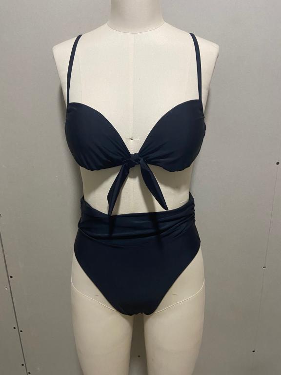 Sexy black bandeau swimsuit women swimming suit Push up bikini High cut swimwear Solid beach wear Retro bathing suit Bella Mia