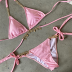 Sexy push up bikini Metallic swimsuit Women Tie side swimwear women Summer bathers High cut bathing suit women Bella Mia