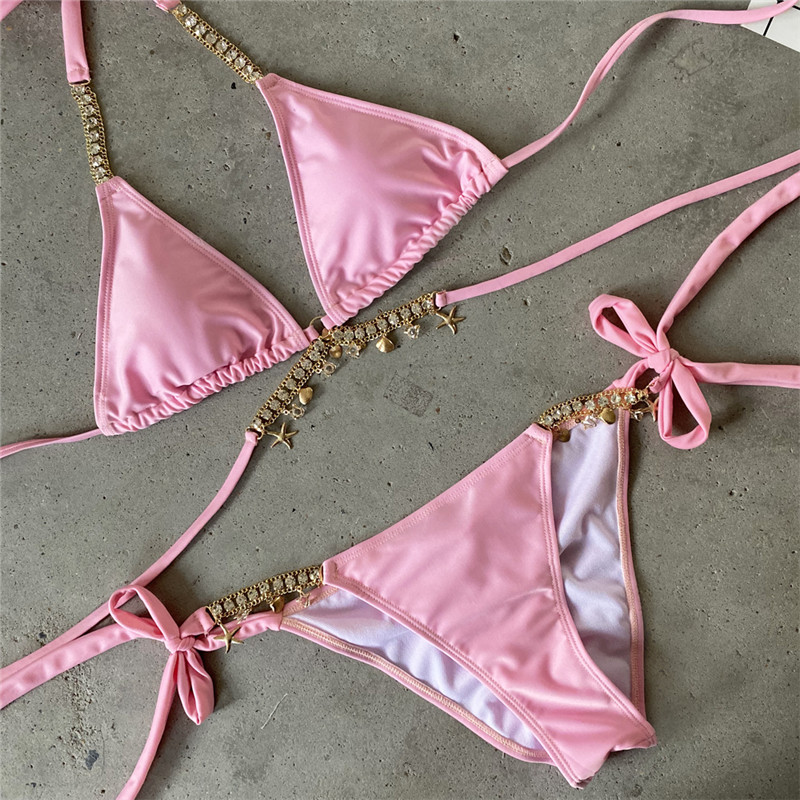 Sexy push up bikini Metallic swimsuit Women Tie side swimwear women Summer bathers High cut bathing suit women Bella Mia