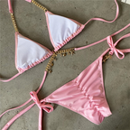 Sexy push up bikini Metallic swimsuit Women Tie side swimwear women Summer bathers High cut bathing suit women Bella Mia