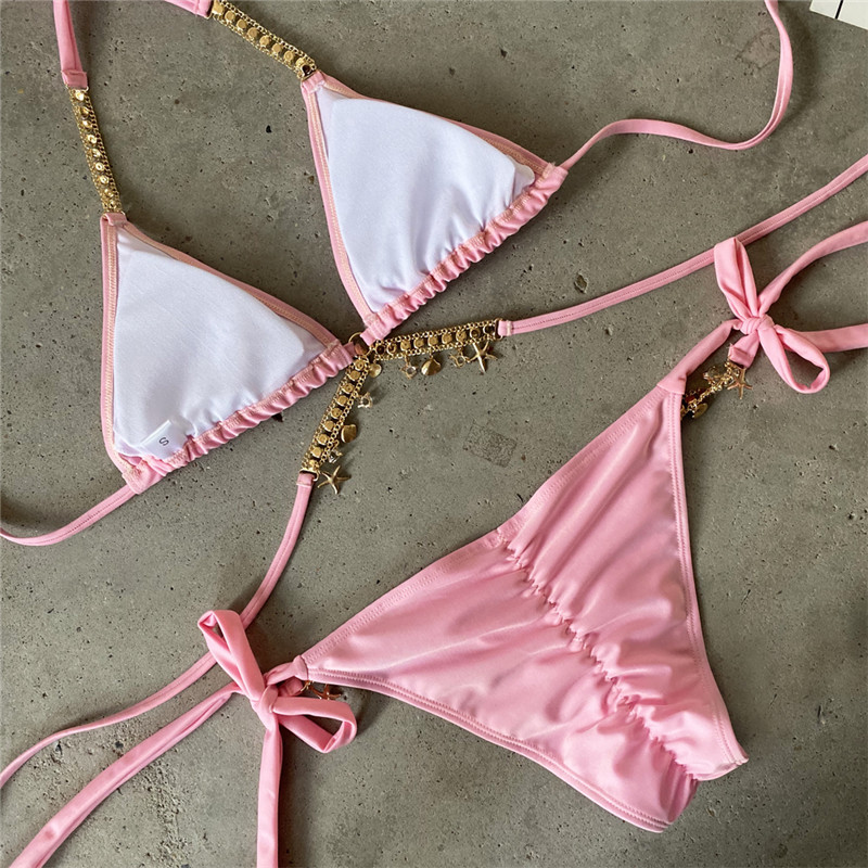 Sexy push up bikini Metallic swimsuit Women Tie side swimwear women Summer bathers High cut bathing suit women Bella Mia