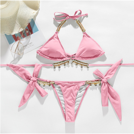Sexy push up bikini Metallic swimsuit Women Tie side swimwear women Summer bathers High cut bathing suit women Bella Mia