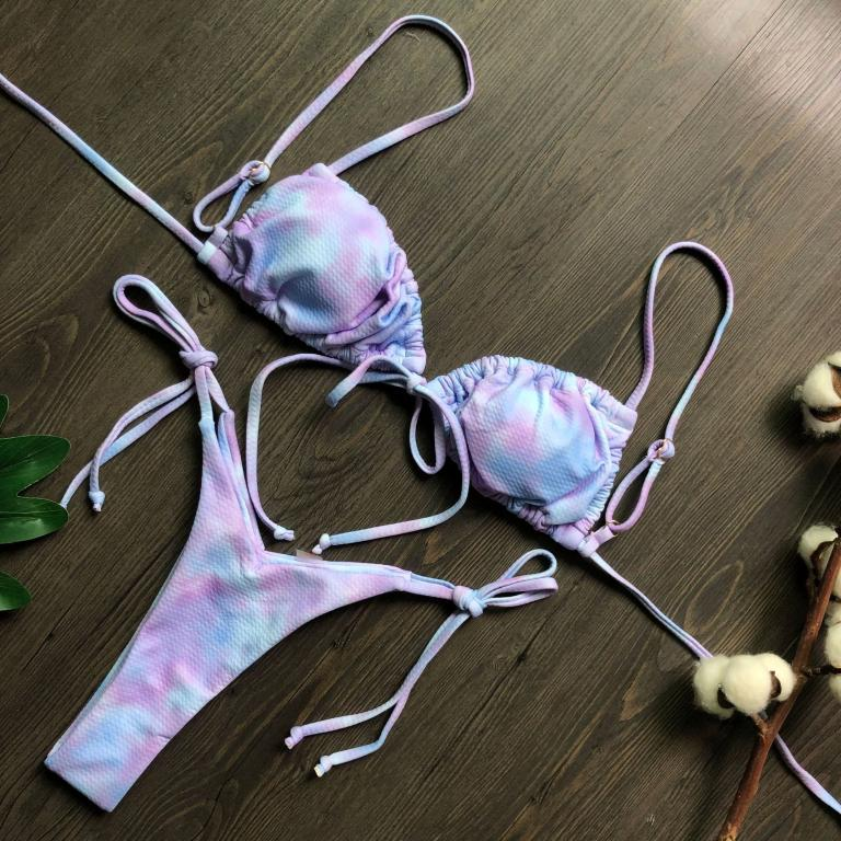 micro bikinis mujer Sexy string swimsuit Women pleated bikini set swimwear women Mini bathing suit Bella Mia