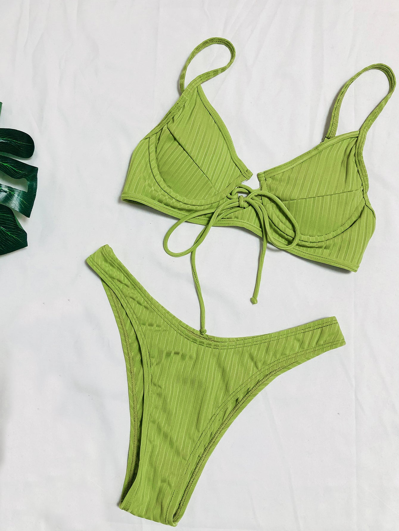 sexy solid color striped swimwear women Halter push up bikini String high cut swimwear Sexy bathing suit Bella Mia